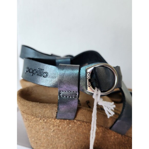 Papillio Birkenstock Sibyl Nubuck Wedge Sandals 38 US 7.5-8 Metallic Black - Picture 4 of 16